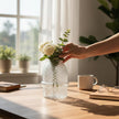 Serrana Glass Maro handmade Vase 20x15cm — cylindrical bubble-texture handmade glass for flowers and decor