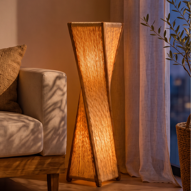 Makrami Boho Floor Lamp 016 lifestyle image | Serrana Home