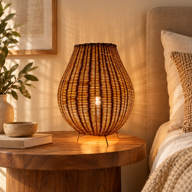 Bamboo Boho Table Lamp 001 styled in an interior