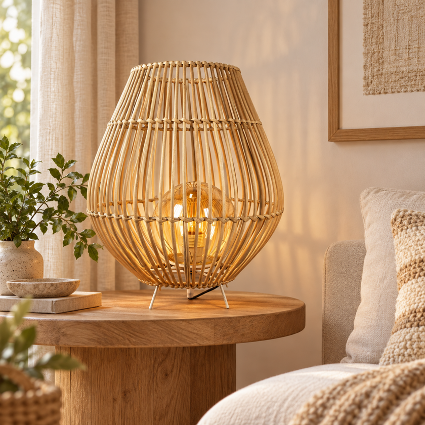 Bamboo Boho Table Lamp 002 styled in an interior