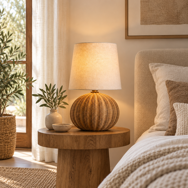 Bamboo Boho Table Lamp 003 styled in an interior