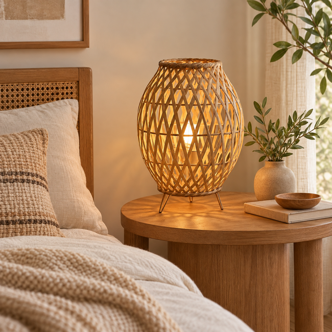 Bamboo Boho Table Lamp 004 styled in an interior