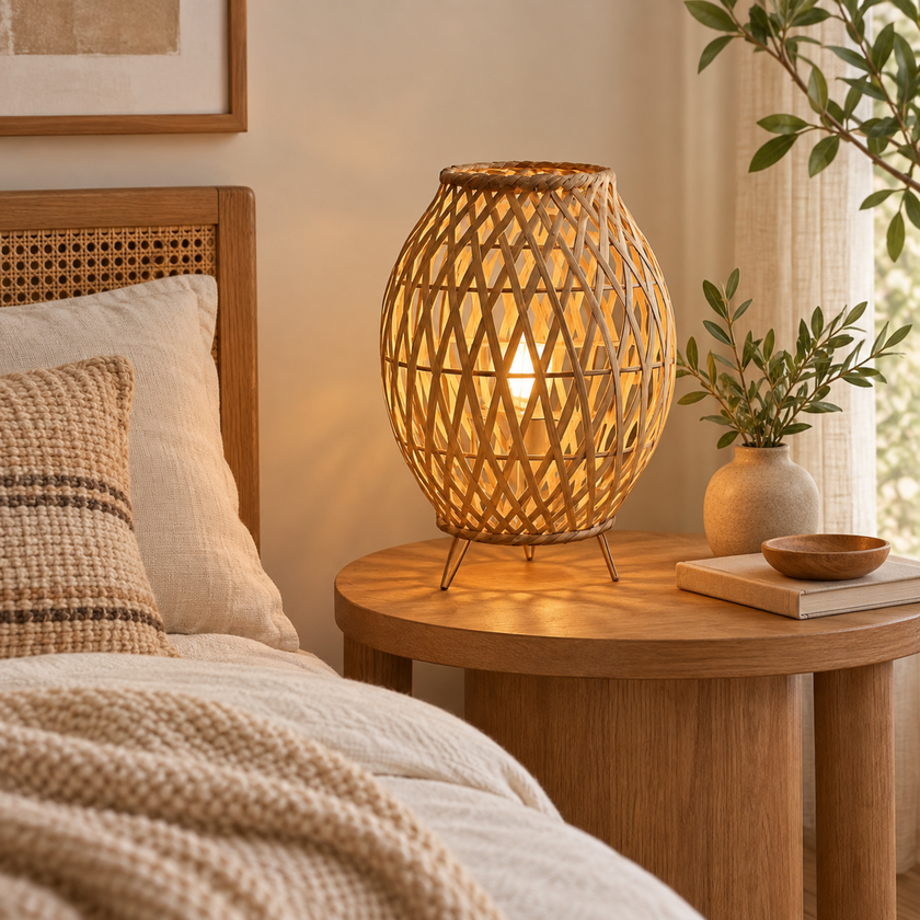 Bamboo Boho Table Lamp 004 styled in an interior