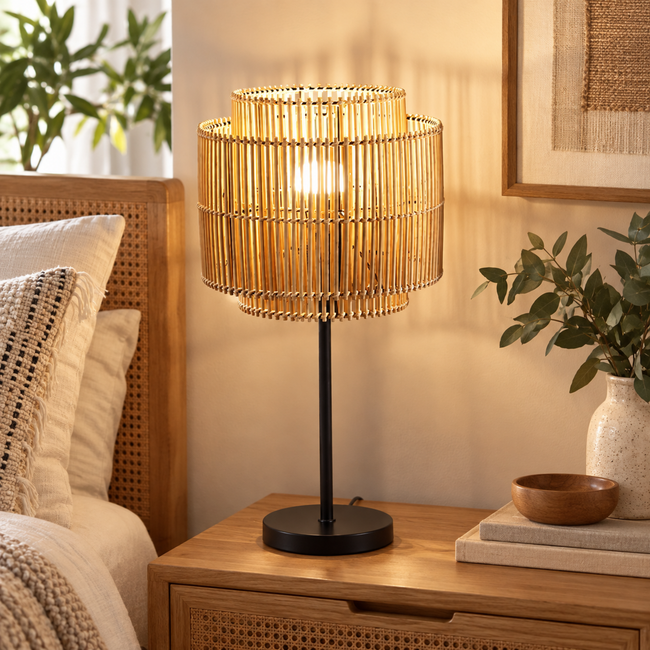 Bamboo Boho Table Lamp 008 styled in an interior