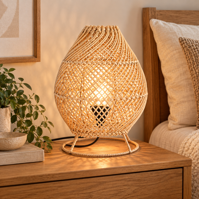 Bamboo Boho Table Lamp 010 styled in an interior