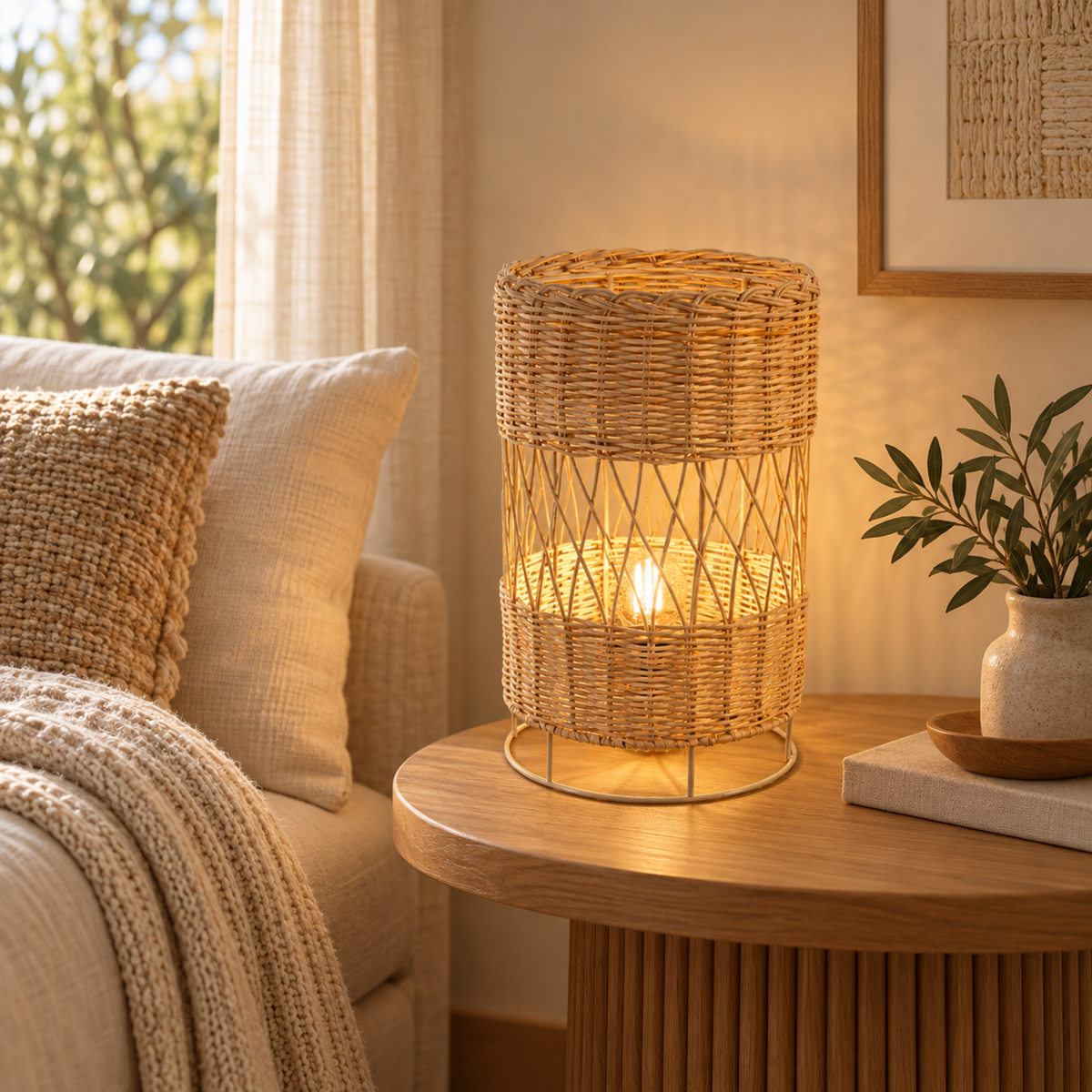 Bamboo Boho Table Lamp 011 styled in an interior