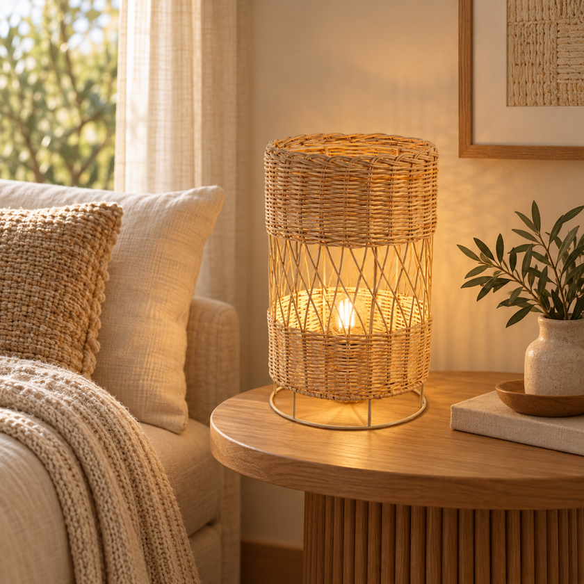 Bamboo Boho Table Lamp 011 styled in an interior
