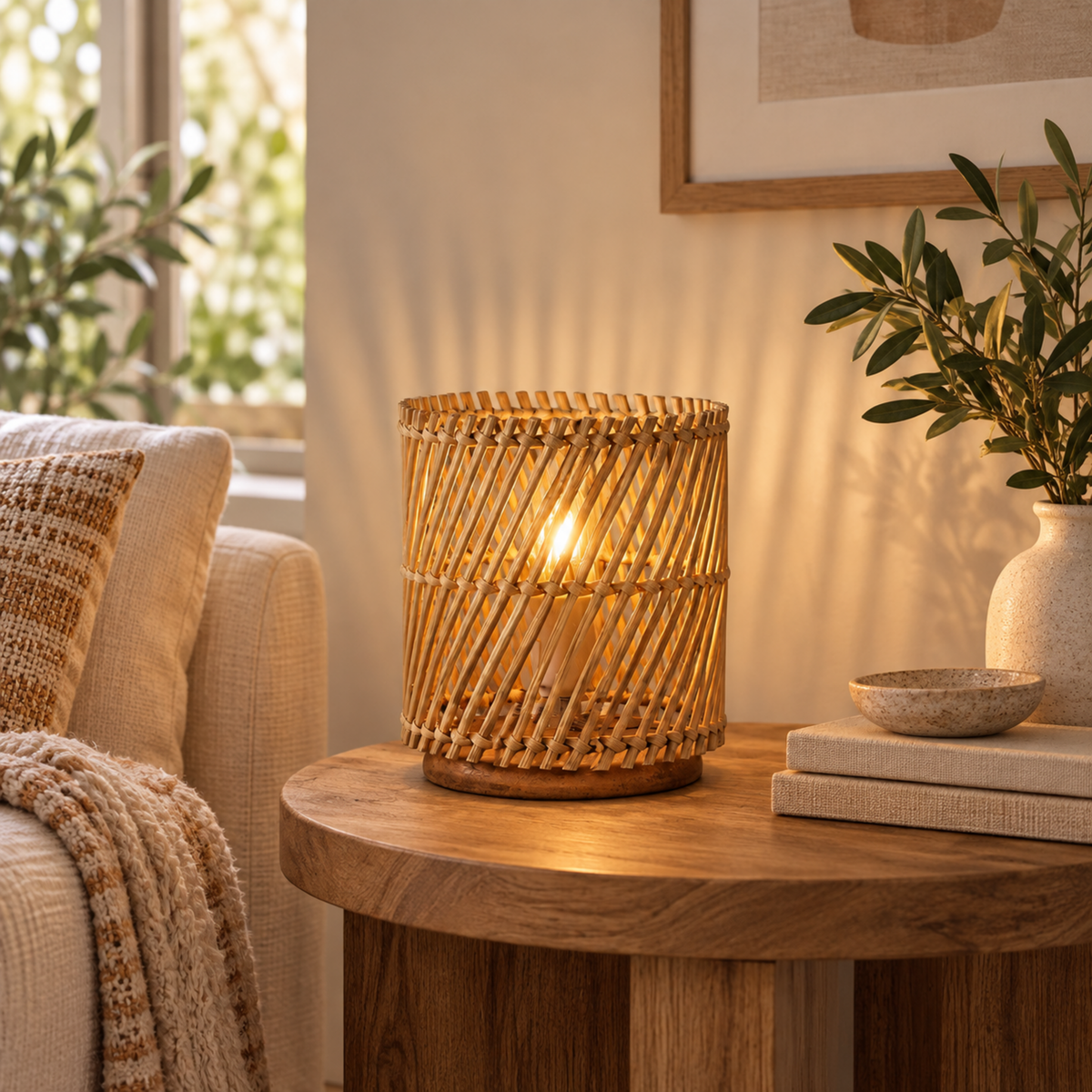 Bamboo Boho Table Lamp 014 styled in an interior