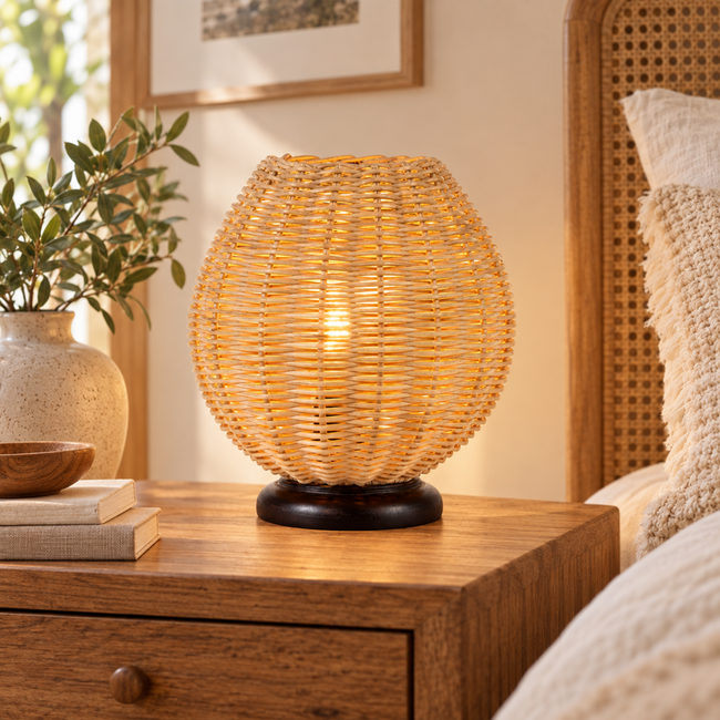 Bamboo Boho Table Lamp 015 styled in an interior