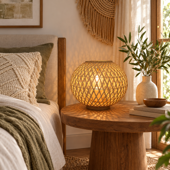 Bamboo Boho Table Lamp 018 styled in an interior