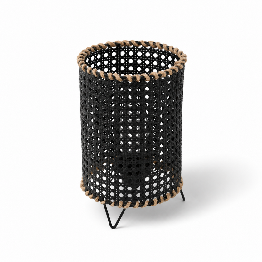 Rattan Boho Table Lamp 011 on a white background