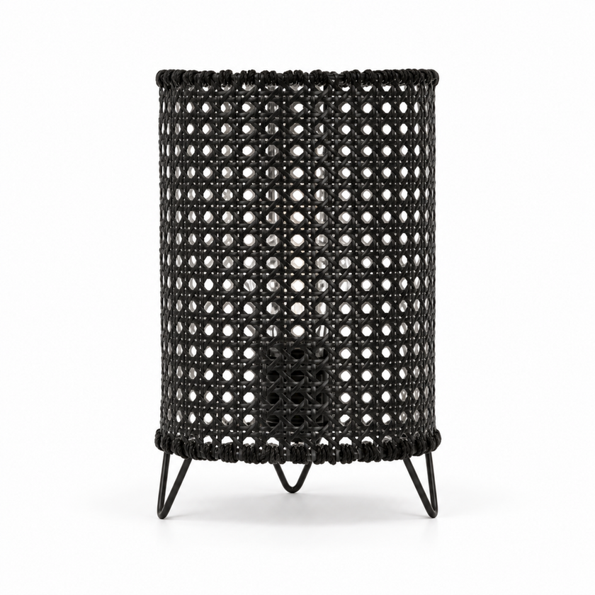 Rattan Boho Table Lamp 016 on a white background