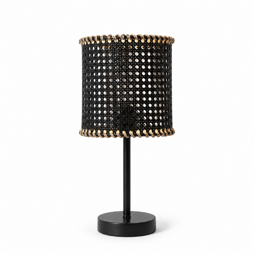 Rattan Boho Table Lamp 017 on a white background