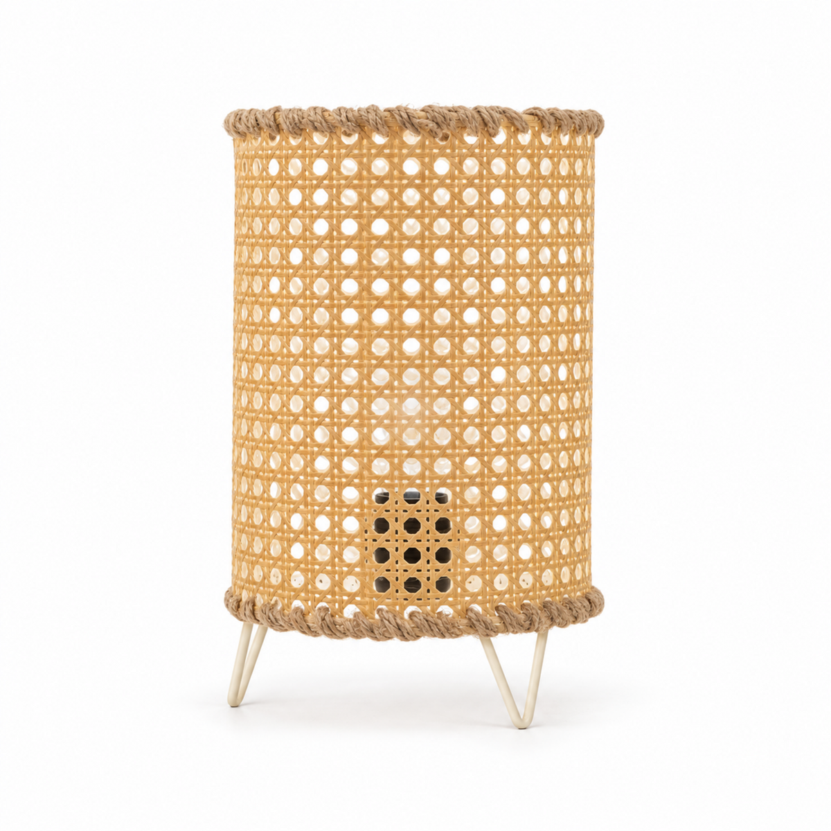 Rattan Boho Table Lamp 019 on a white background