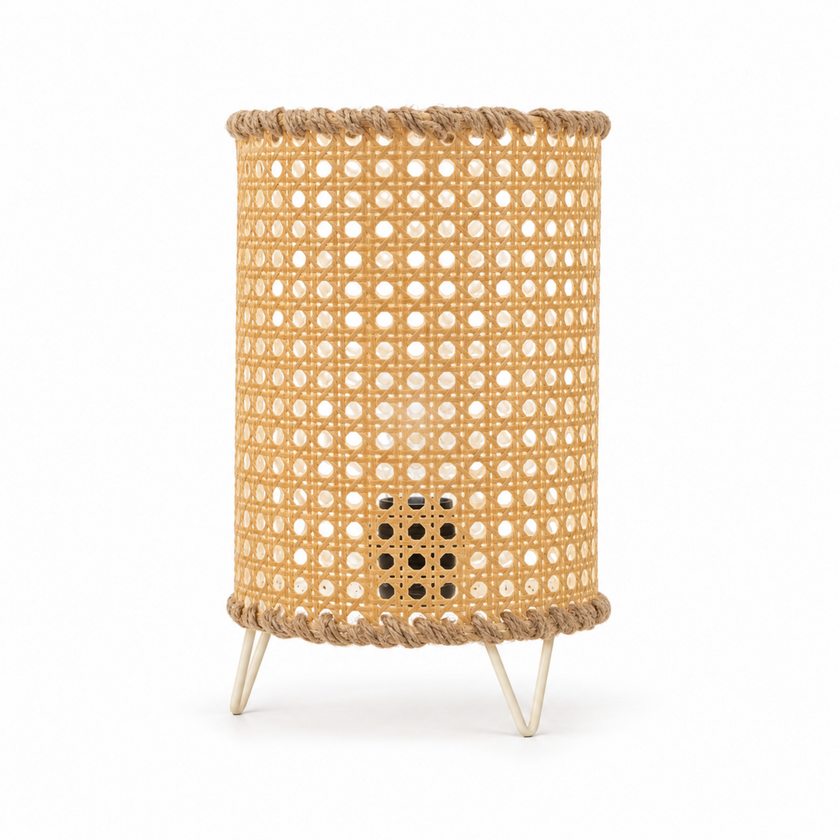 Rattan Boho Table Lamp 019 on a white background