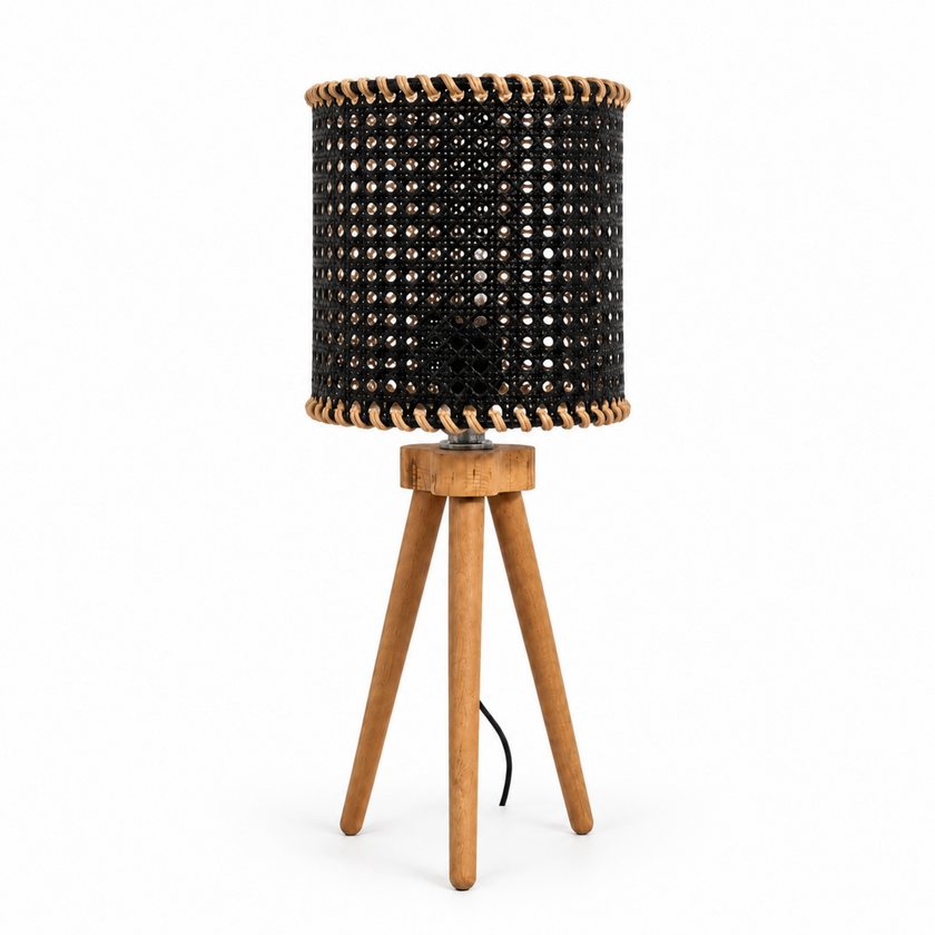 Rattan Boho Table Lamp 020 on a white background