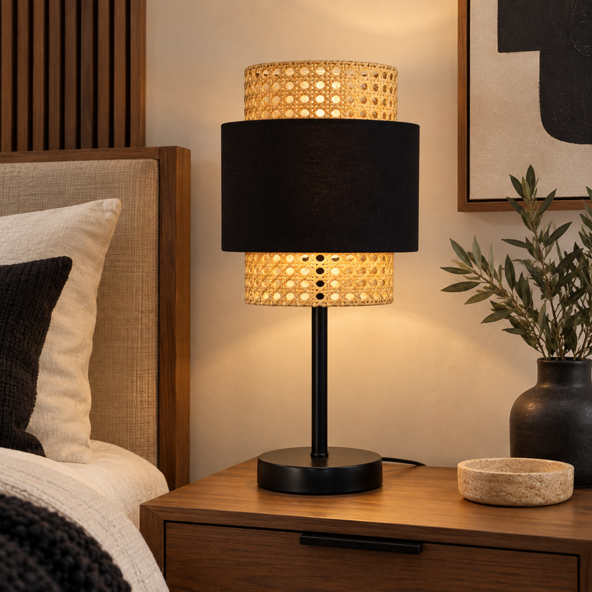 Rattan Boho Table Lamp 022 styled in an interior