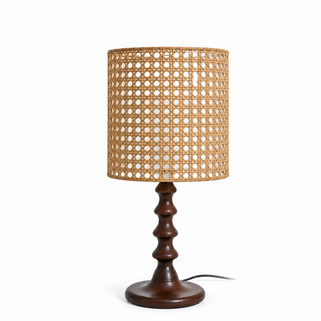 Rattan Boho Table Lamp 023 on a white background