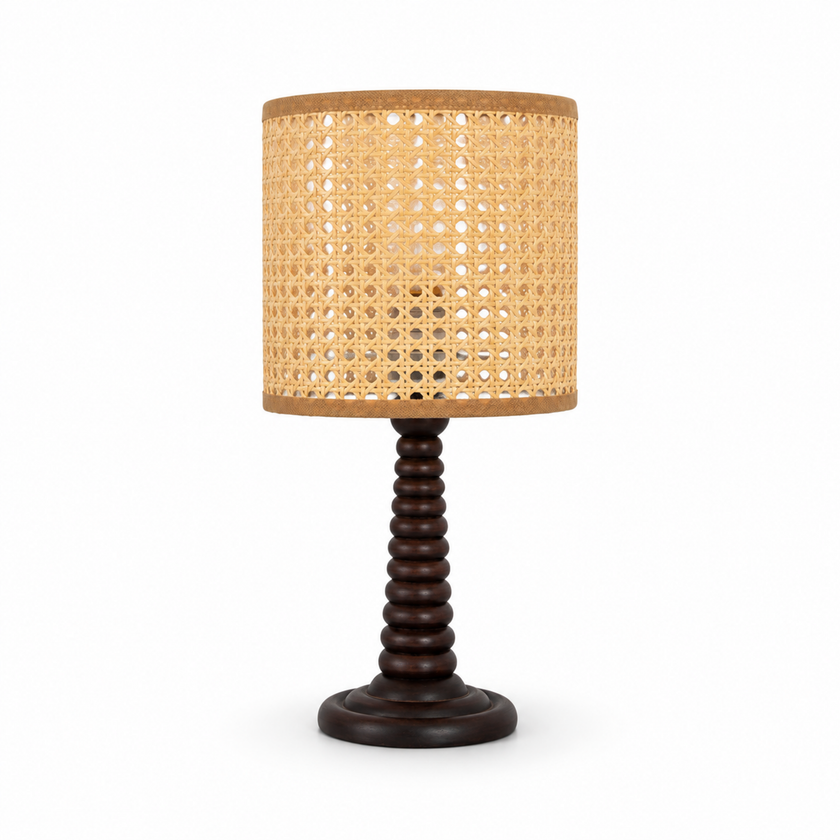 Rattan Boho Table Lamp 027 on a white background