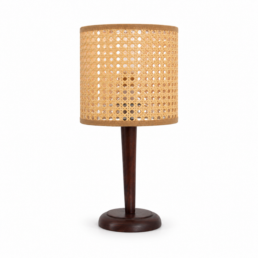 Rattan Boho Table Lamp 028 on a white background