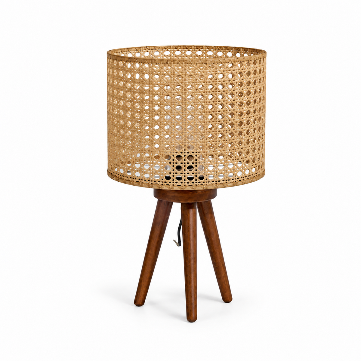 Rattan Boho Table Lamp 032 on a white background