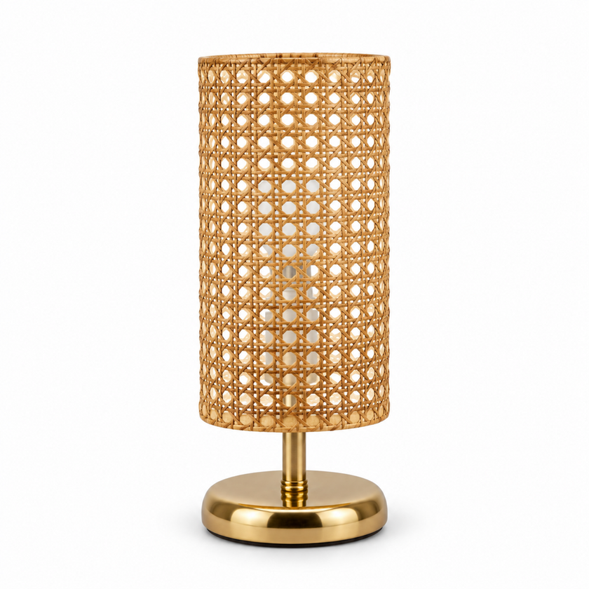 Rattan Boho Table Lamp 033 on a white background