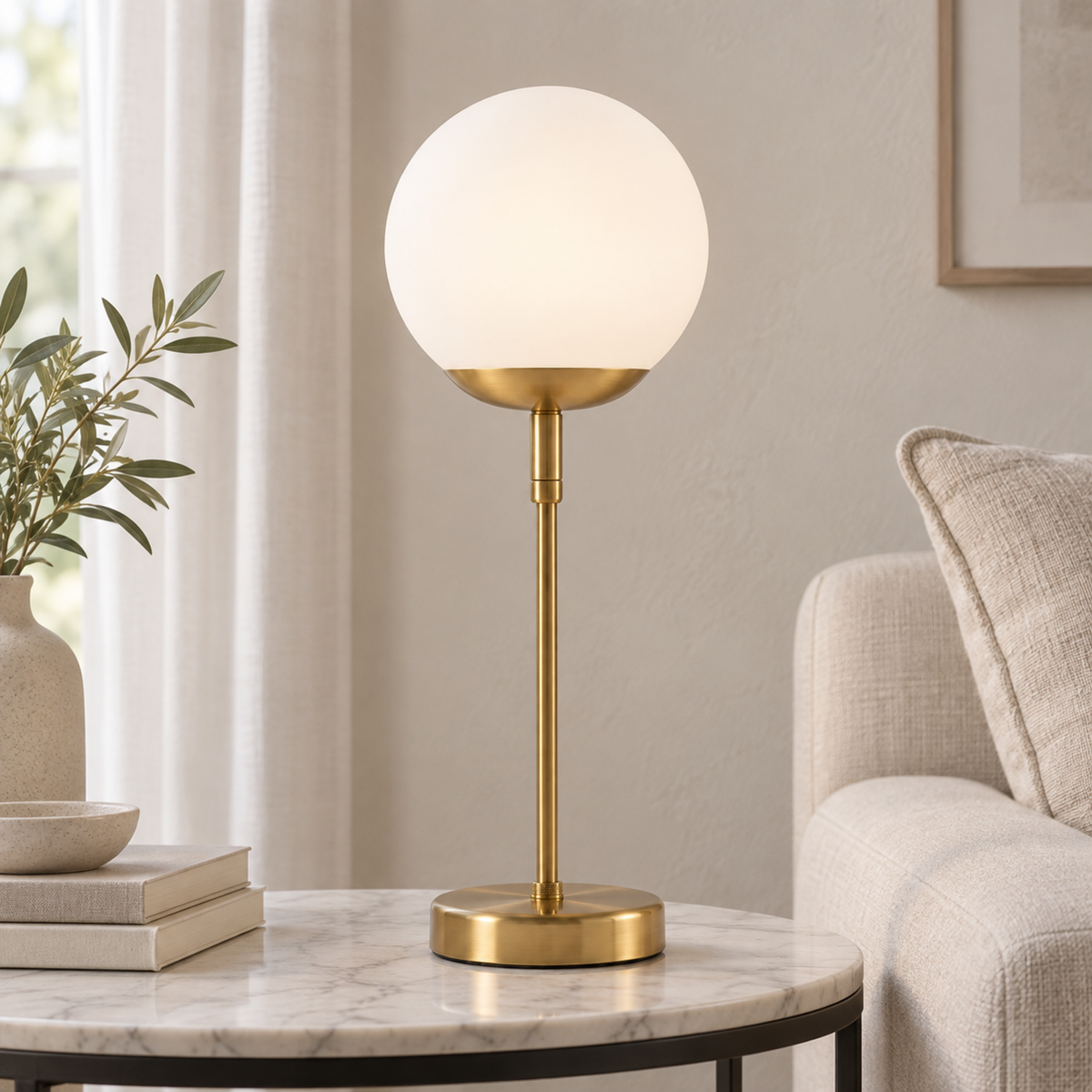 Modern Globe Table Lamp 001 styled in an interior