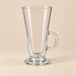Vista 250 ml clear footed glass mug on a light beige studio background