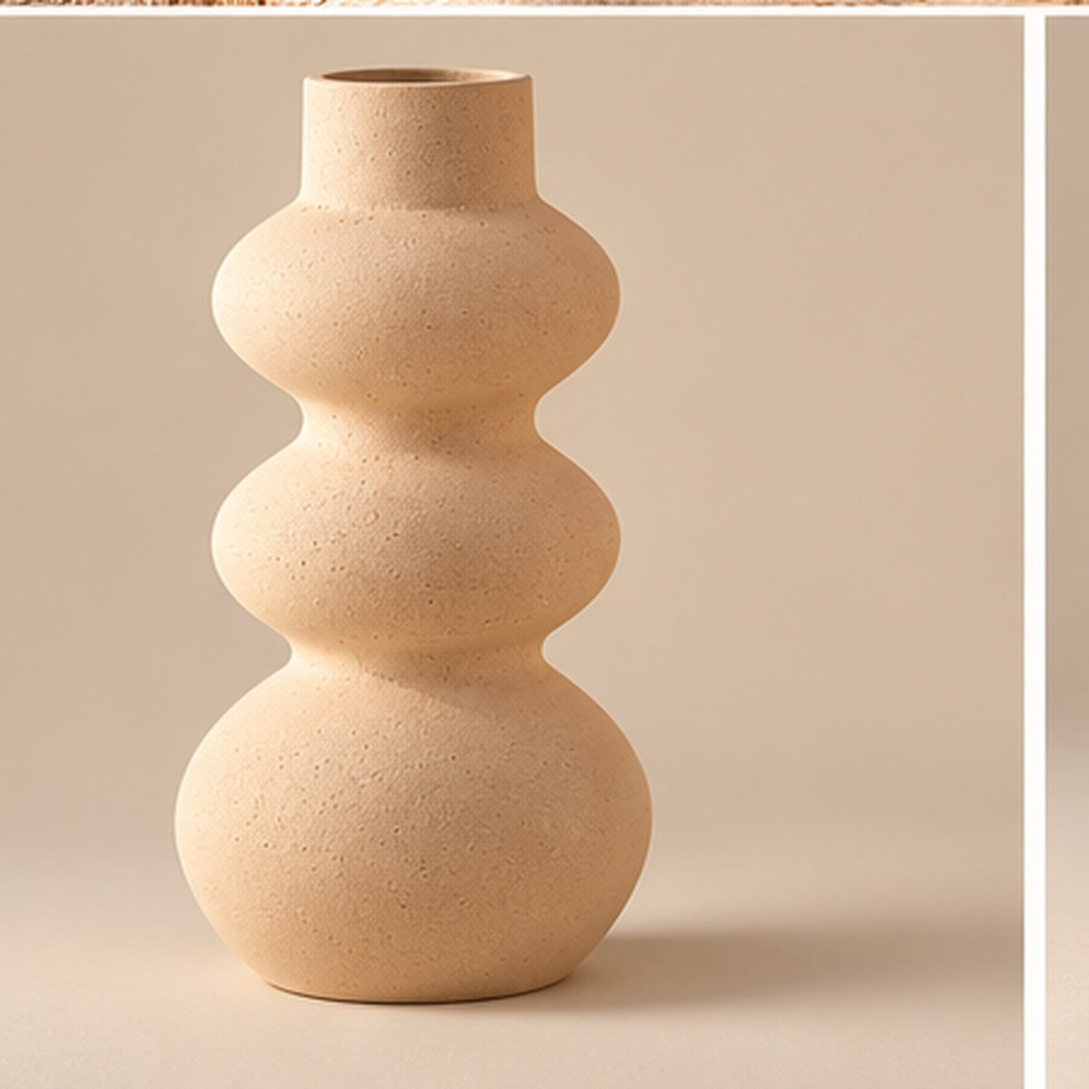 Sand beige sculptural pottery vase alternative view