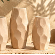 Sand faceted pottery vase set lifestyle setting